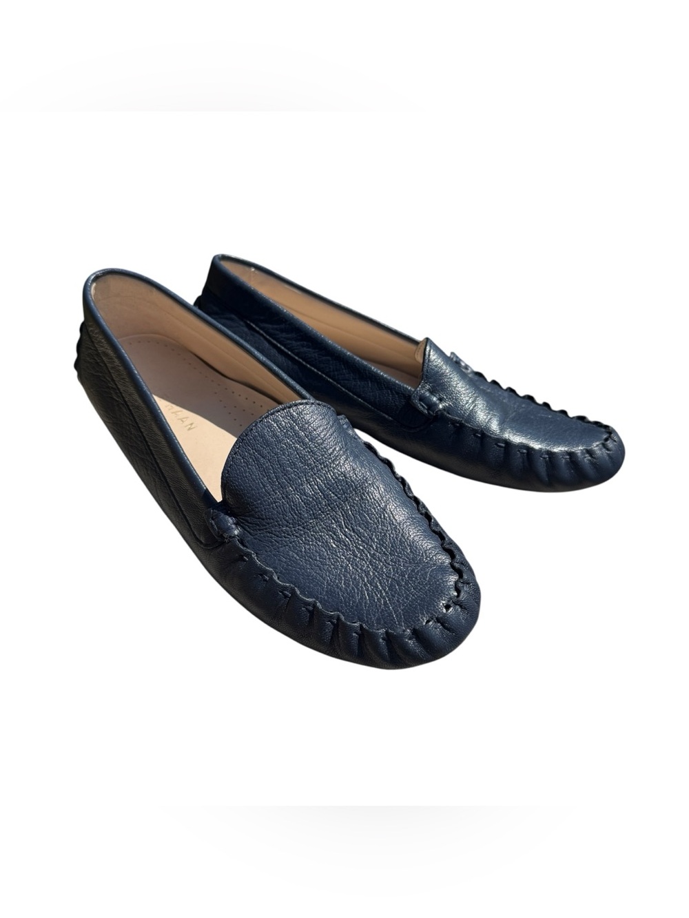Cole Haan Womens 7.5 B Navy Blue Leather Driving Loafers Moccasins Flats Comfy